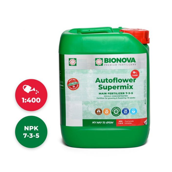 Bio Nova AutoFlower-Supermix 5l AutoFlower-Supermix on yksikomponenttinen bio-mineraaliravinne, joka on kehitetty
