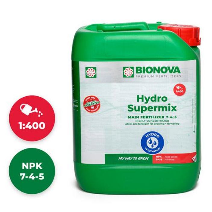 Bio Nova Hydro-Supermix 5l Hydro-Supermix on yksikomponenttinen bio-mineraaliravinne, joka on kehitetty erityisesti